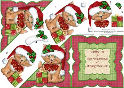 Purrfect Christmas All in One Over the Edge Card