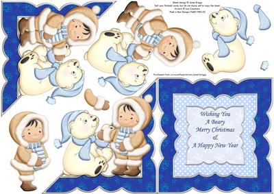Eskimo & Polar Bear All in One Over the Edge Christmas Card