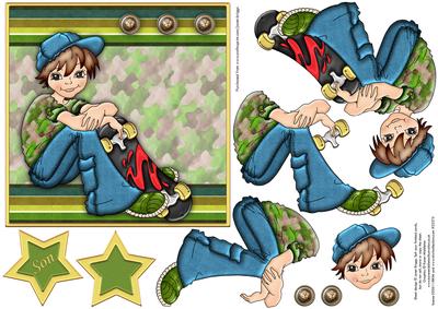 Teenage Skateboarder Topper & Decoupage