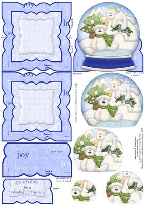 Polar Bears Snow Globe Mini Easel Card