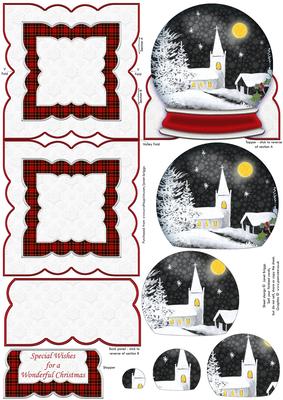 Winter Church Snow Globe Mini Easel Card