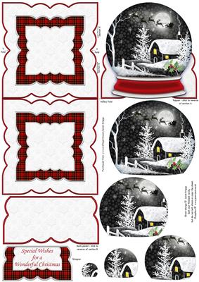 Winter Cottage Snow Globe Mini Easel Card