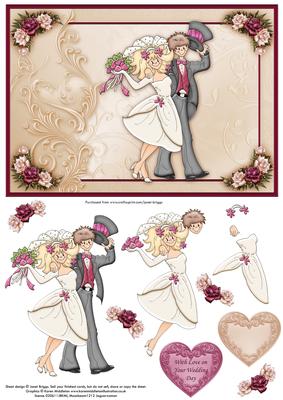 Wedding Whimsical Bride & Groom Topper and Decoupage