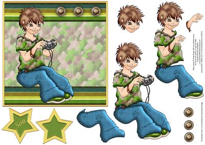 Teen Gamer Topper and Decoupage