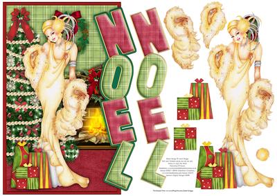 Art Deco Lady Over the Side Noel Card