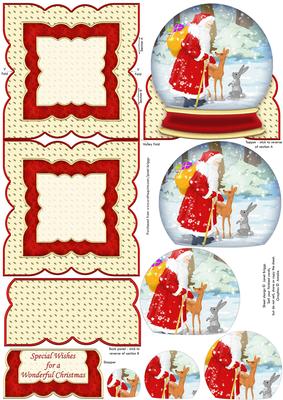Santa in the Woods Snow Globe Christmas Mini Easel Card