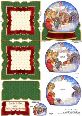 Vintage Christmas Shopping Snow Globe Easel Card