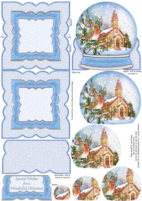 Robin & Church Snow Globe Mini Easel Card