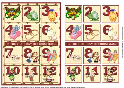 12 Days of Christmas Card Toppers