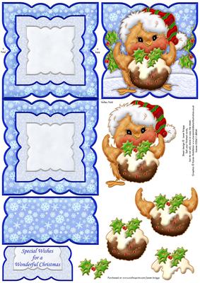 Christmas Robin & Pudding Easel Card