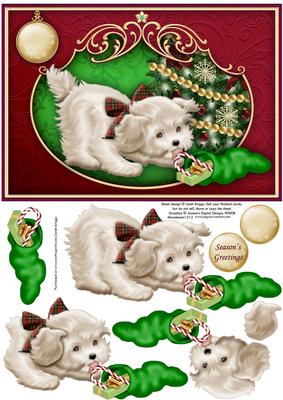 Puppy & Stocking Christmas Topper & Decoupage