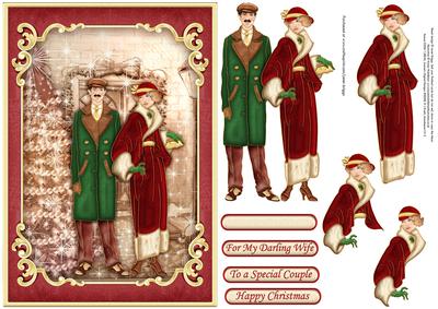 Christmas Art Deco Couple 2 Decoupage