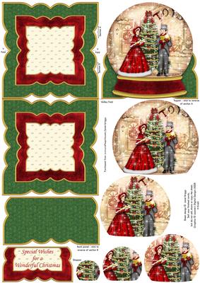Vintage Christmas Carollers Snow Globe Mini Easel Card