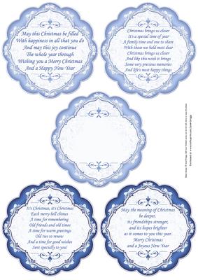 Christmas Verses Toppers or Inserts Blue