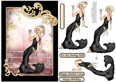 Art Deco Lady with Drink Topper & Decoupage