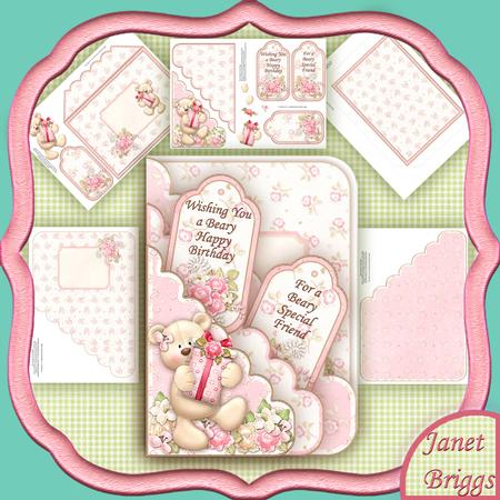 Bear & Gift Scallop Pocket Card Kit