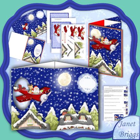 Santa in Flight Passing Through Aperture Card Kit