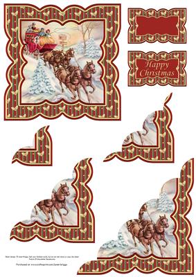Vintage Stagecoach Christmas Wavy Corner Stacker