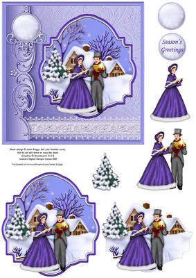 Vintage Carol Singers in Winter Christmas Decoupage