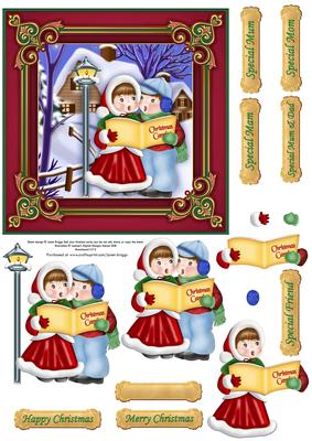Vintage Children Carollers Christmas Decoupage