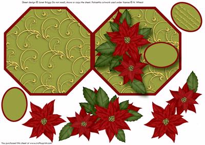 Poinsettia Hexagon Shaped Card