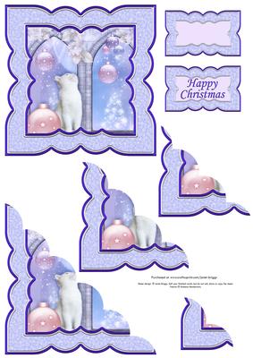 Christmas Kitten & Baubles Wavy Corner Stacker