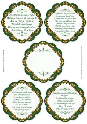 Christmas Verses Toppers or Inserts Green
