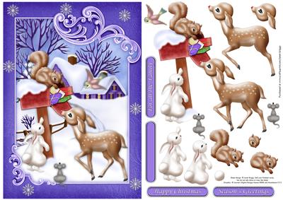 Christmas Mail for Woodland Animals Decoupage
