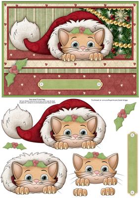 Christmas Santa Paws Hat Topper & Decoupage