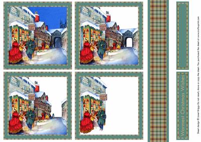 Vintage Christmas Street Tunnel Decoupage