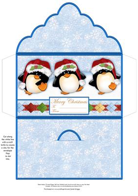 3 Merry Penguins Money Wallet Gift Envelope