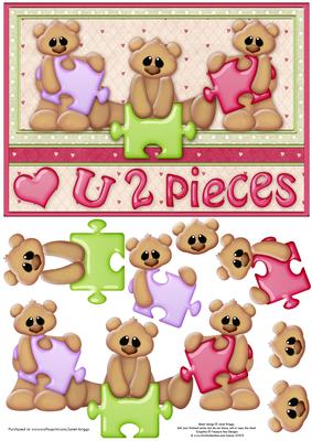 Love You 2 Pieces Card Front & Decoupage