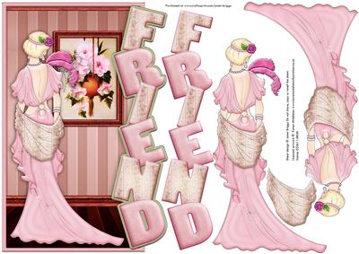 Art Deco Lady in Pink Over the Edge Friend