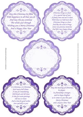 Christmas Verses Toppers or Inserts Purple