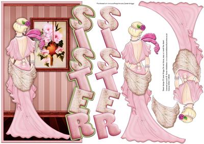 Art Deco Lady in Pink Over the Edge Sister