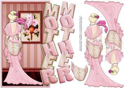 Art Deco Lady in Pink Over the Edge Mother