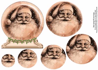 Sepia Santa Snow Globe Pyramid