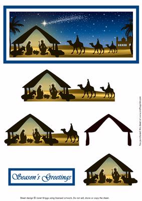 Christmas Nativity in Blue Decoupage