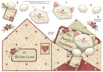 Purrfect Valentine Envelope Peeper Shape Card & Decoupage