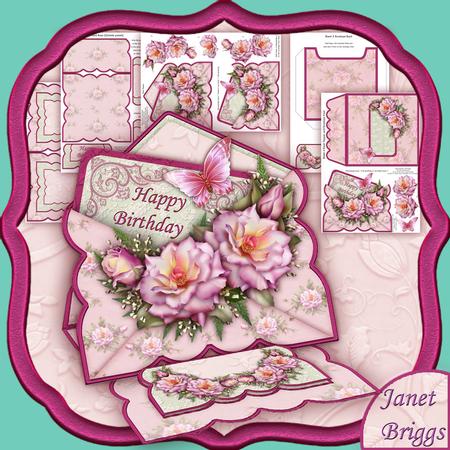 Summer Roses 3D Envelope Easel Card Kit