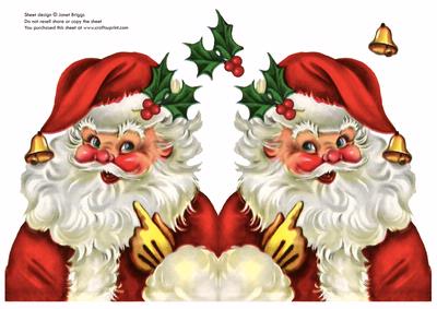 Vintage Santa Christmas Shaped Card