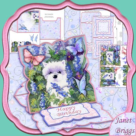 Westie & Butterflies Easel Card Kit