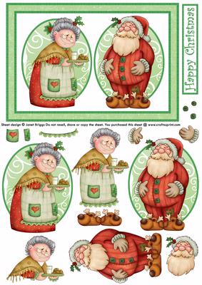 Mr & Mrs Santa Claus Card Front Decoupage