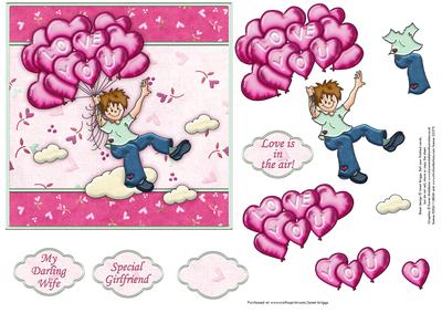 Love You Balloons Topper & Decoupage