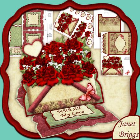 Basket of Red Roses Easel Card Kit