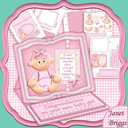 Baby Girl Book Easel Card Kit