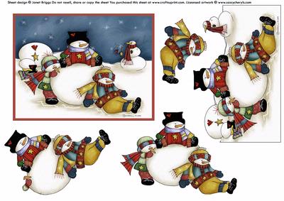 Snowmen Making Friends Christmas Decoupage