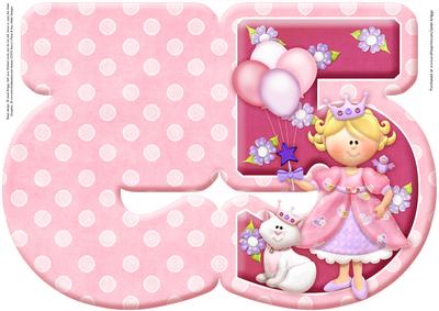 Age 5 Princess Shape Card Sheet 1 of 2