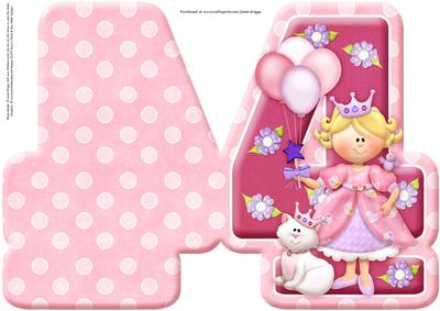 Age 4 Princess Shape Card Sheet 1 of 2