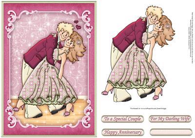 Wedding Anniversary Loved Up! Card & Decoupage Sheet 1